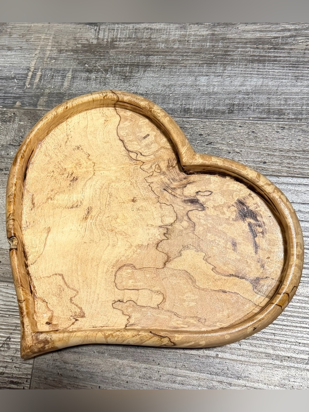 Handcrafted Heart-Shaped Wood Accent - Natural Spalted Maple